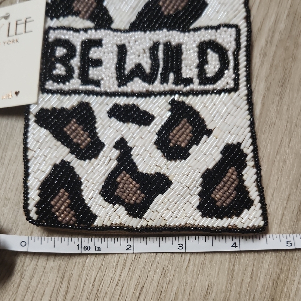Kaytee Be Wild Beaded Clutch - White, Black, and Brown - Picture 3 of 7